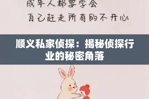 顺义私家侦探：揭秘侦探行业的秘密角落